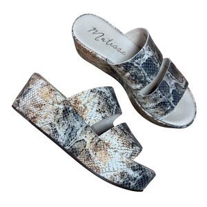 Matisse Snakeskin Leather Platform Wedge Slides Women’s Sandals, US Size 7 M EUC